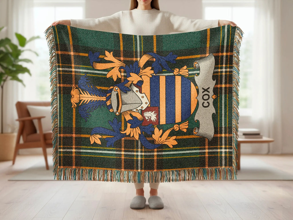 Green Plaid Tartan Pattern COX Emblem Blanket product type