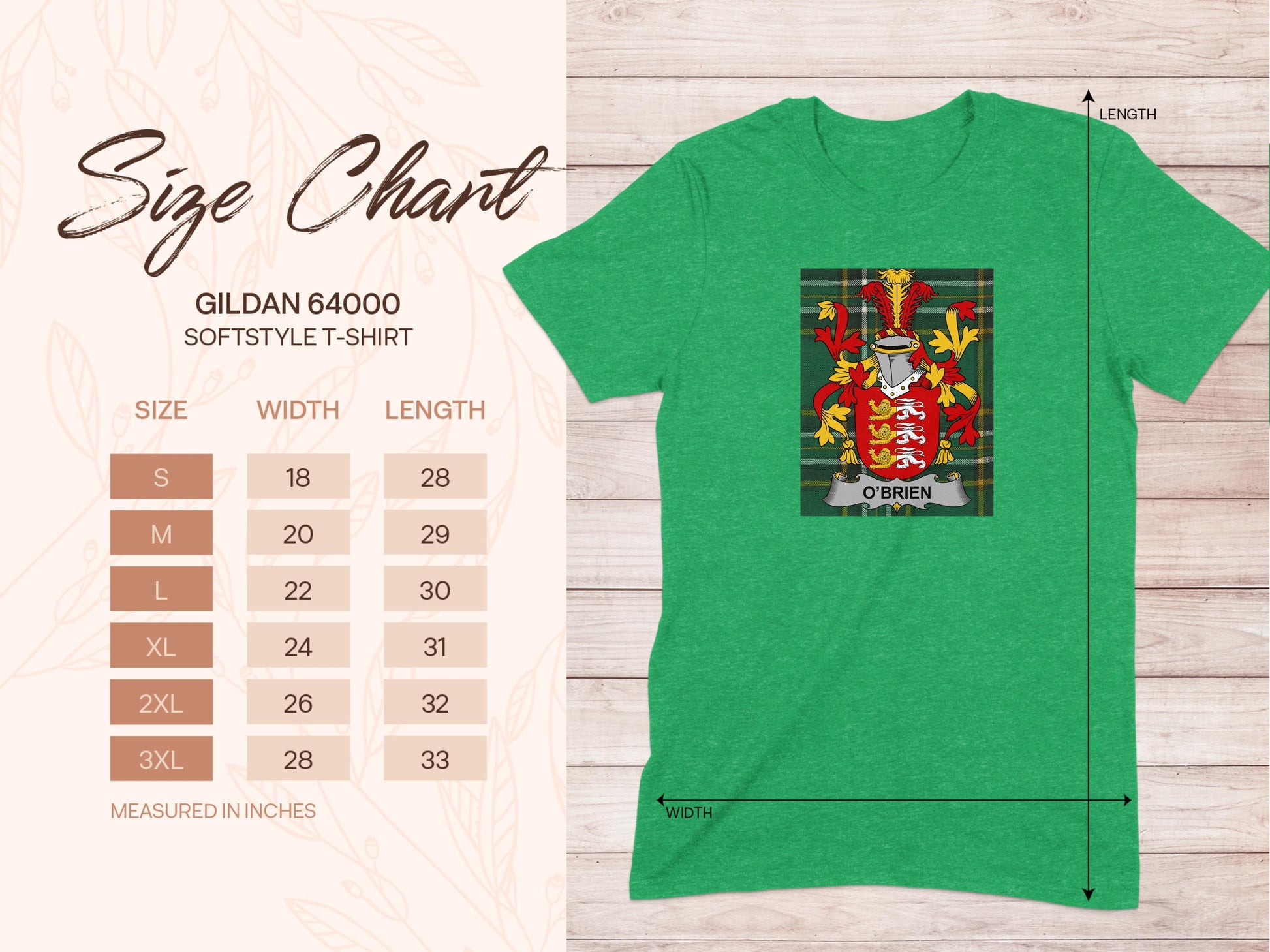 O'Brien Family Crest on Irish Tartan T-Shirt - Celtic Ancestry Gifts