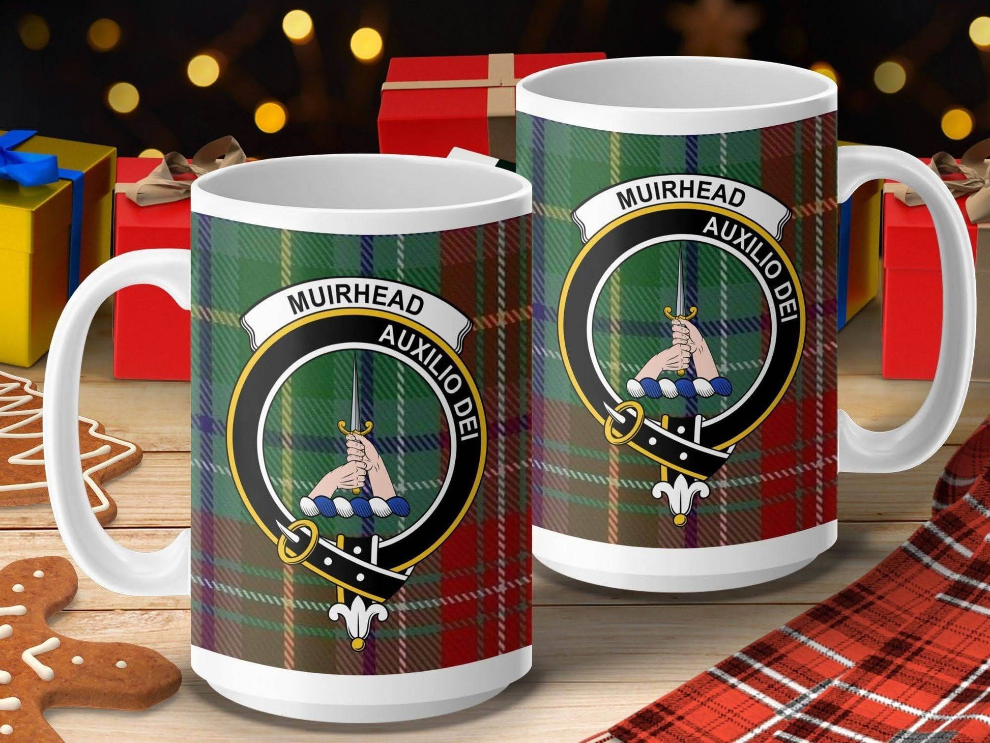 Muirhead Auxilio Dei Clan Crest Tartan Mug product