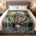 Clan Rollo La Fortune Passe Partout woven tartan blanket — crest in full colour, fringe border, 60" x 50"