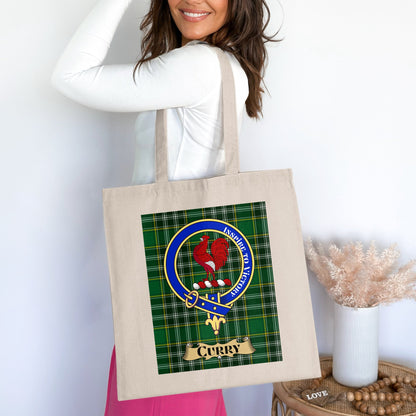 Curry Clan Crest Tartan Design Tote Bag - Living Stone Gifts