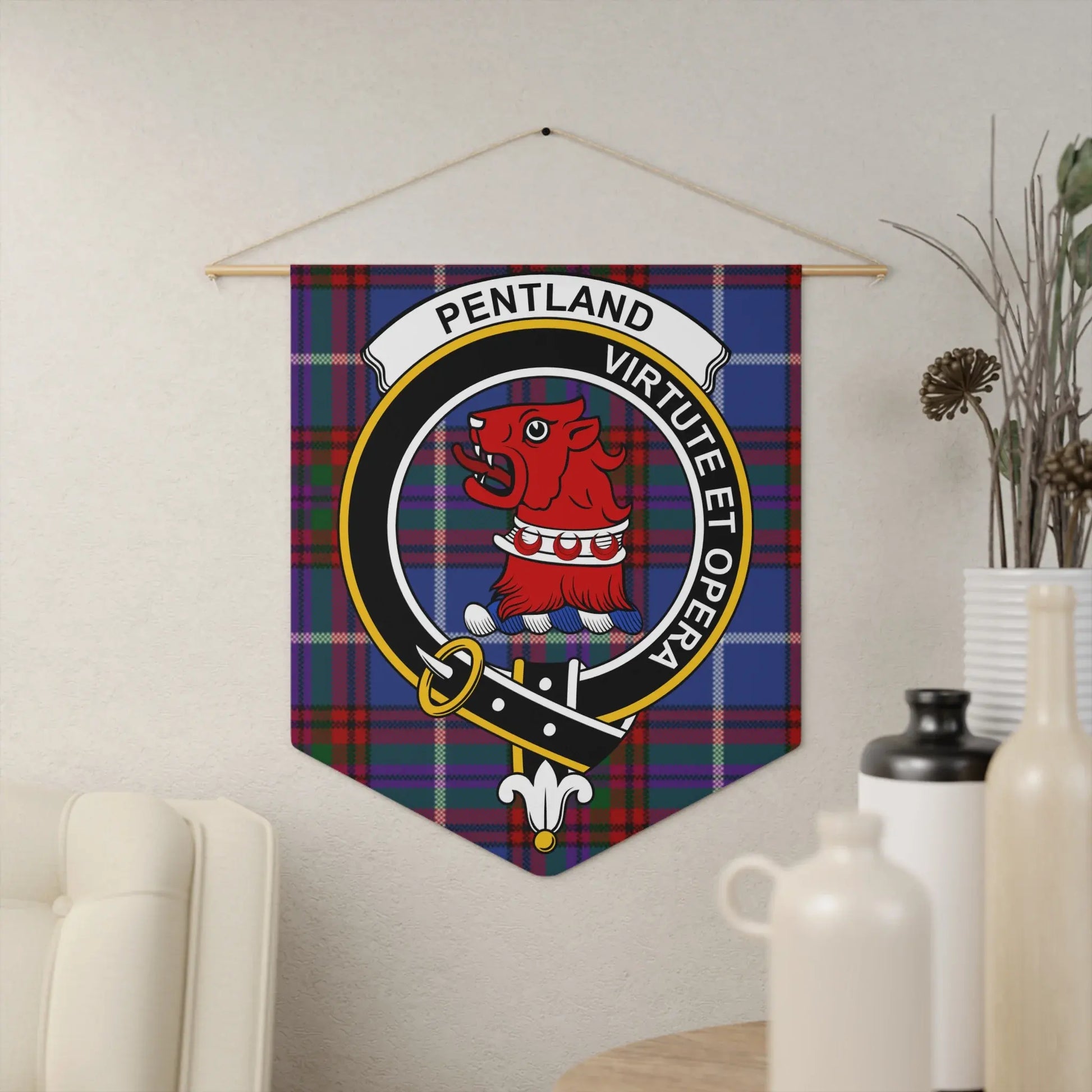Pentland Virtute et Opera Clan Crest Wall Hanging product