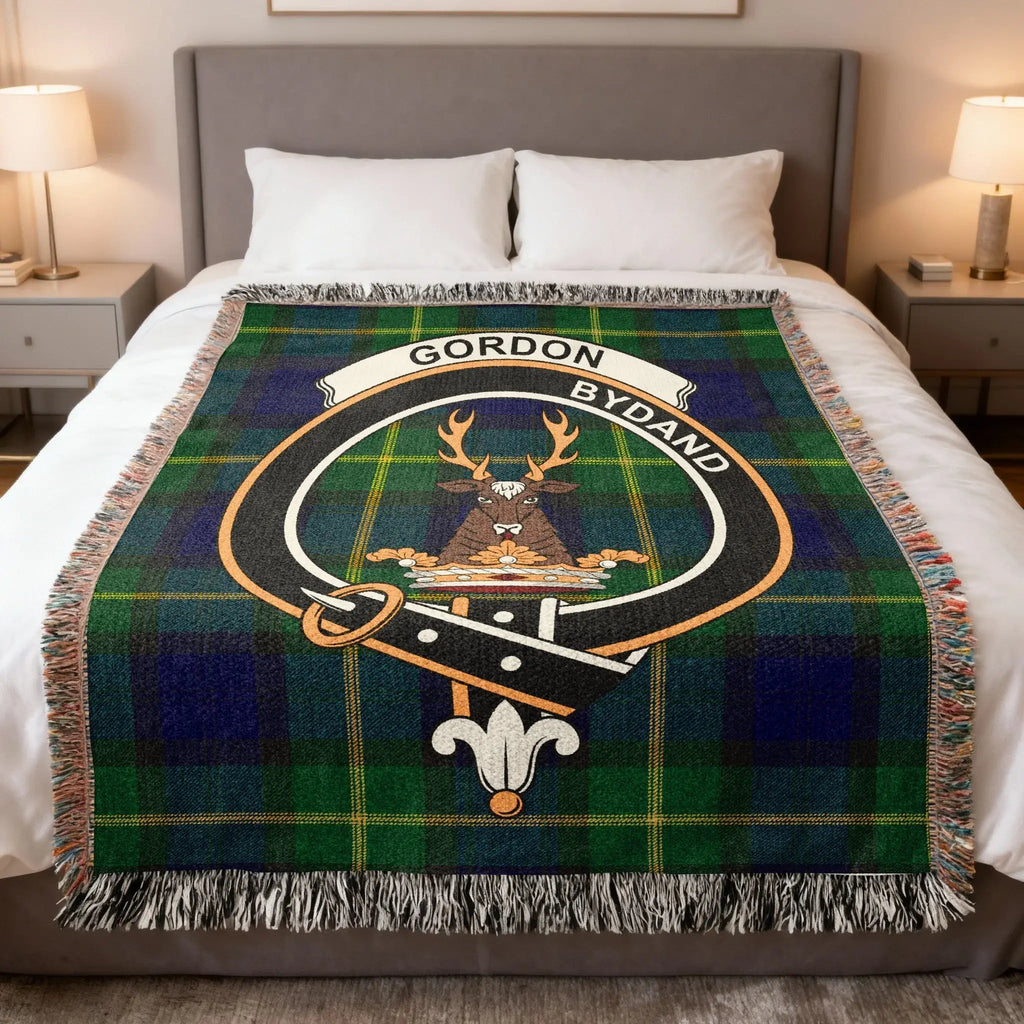 Gordon clan tartan woven blanket example for custom Scottish blanket