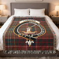 Clan Lumsden woven tartan blanket — cotton weave with fringe edging and Amor Patitur Moras crest, 52x37 inch
