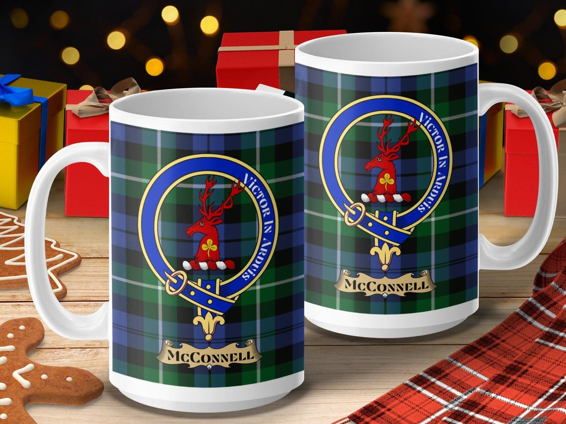 McConnell Scottish Clan Crest and Tartan Design Mug - Living Stone Gifts