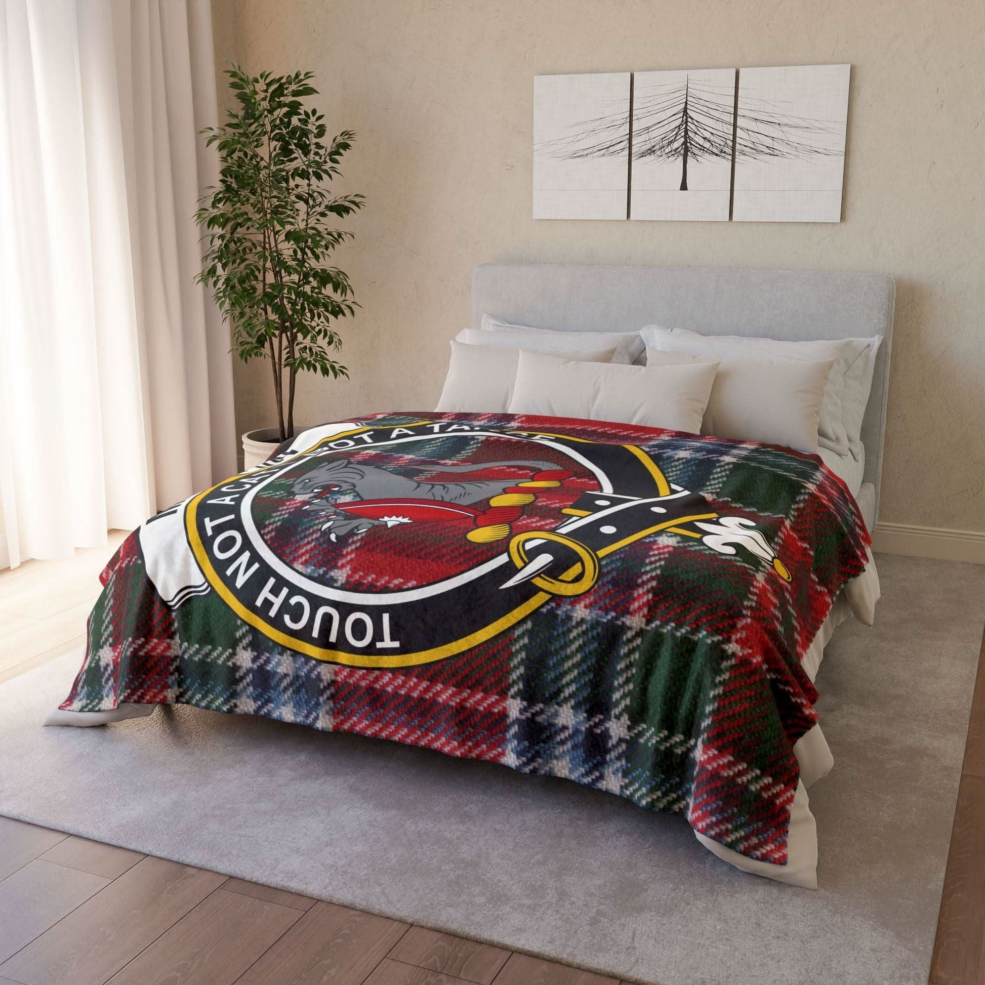 MacBainClan Tartan Blanket – Scottish Crest Throw, Soft & Cozy - Celtic Ancestry Gifts