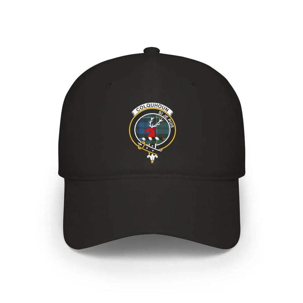 Colquhoun Si Je Puis clan crest cap — heraldic stag design on cotton front panel