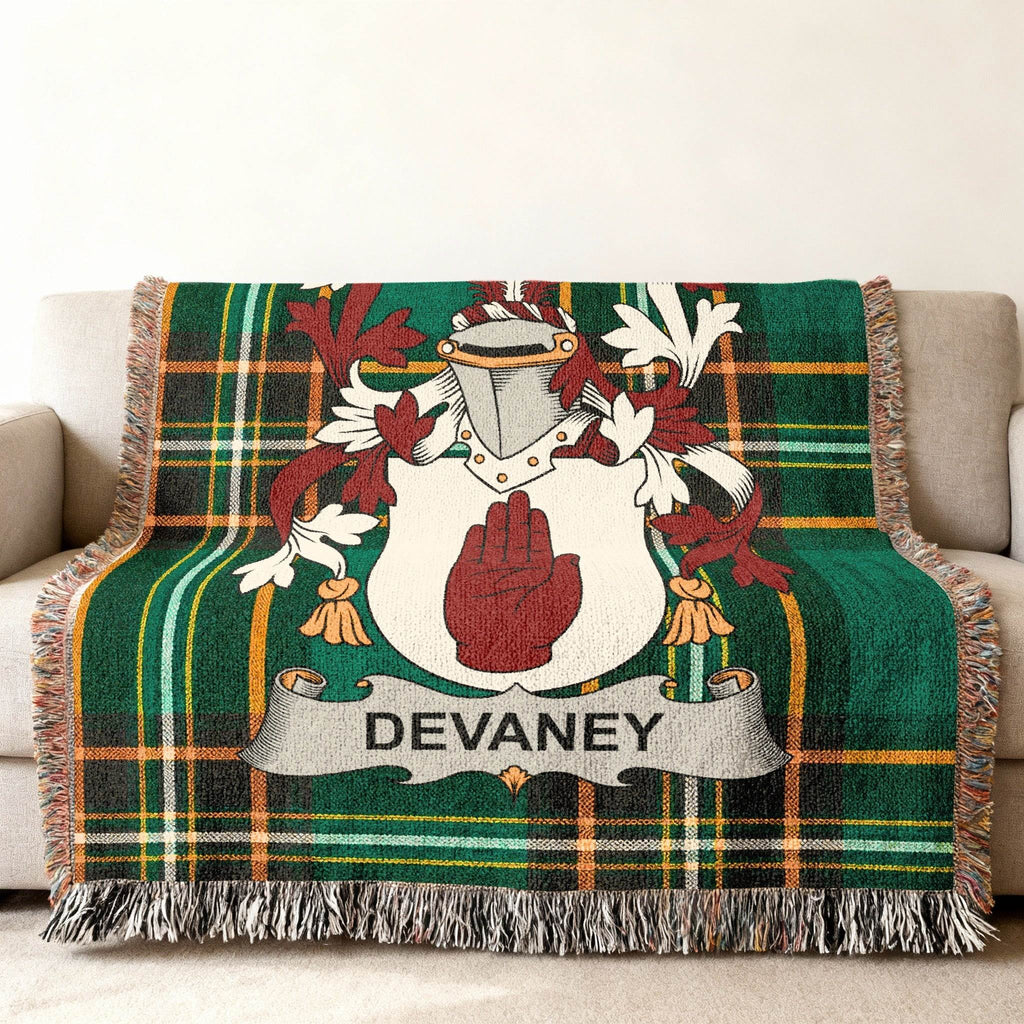 Devaney Crest Green Tartan Plaid Throw Blanket product type