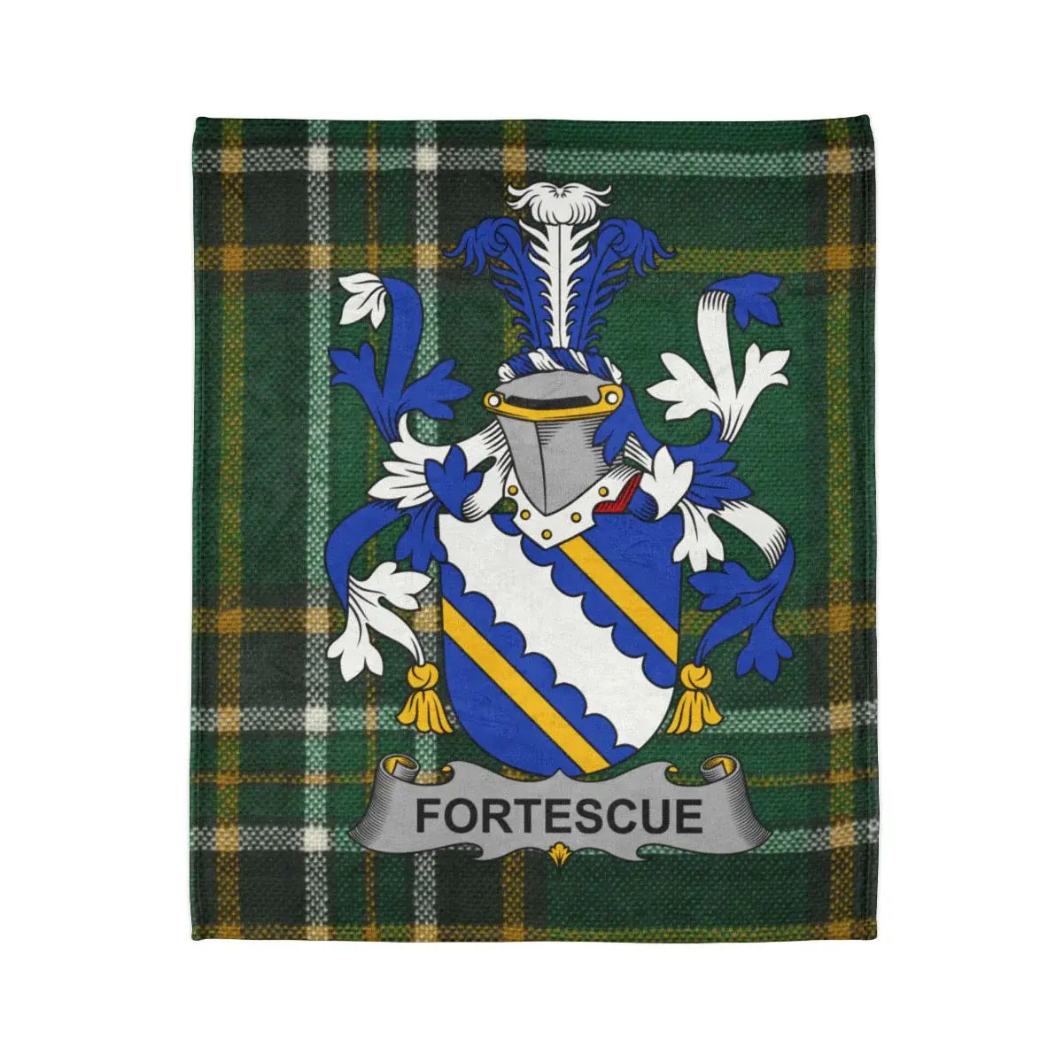 Fortescue Crest on Green Plaid Throw Blanket product