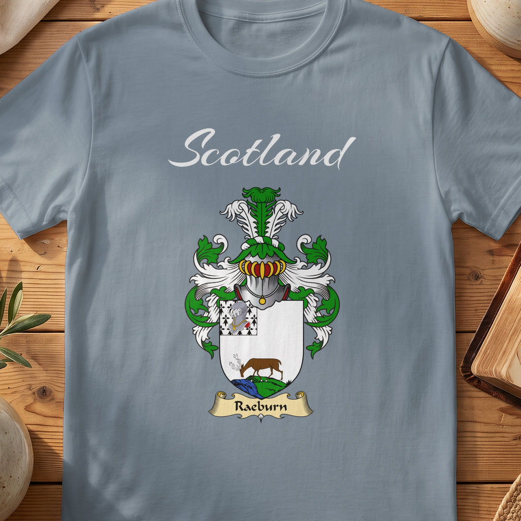 Raeburn Scottish family shield T-shirt in Stone Blue