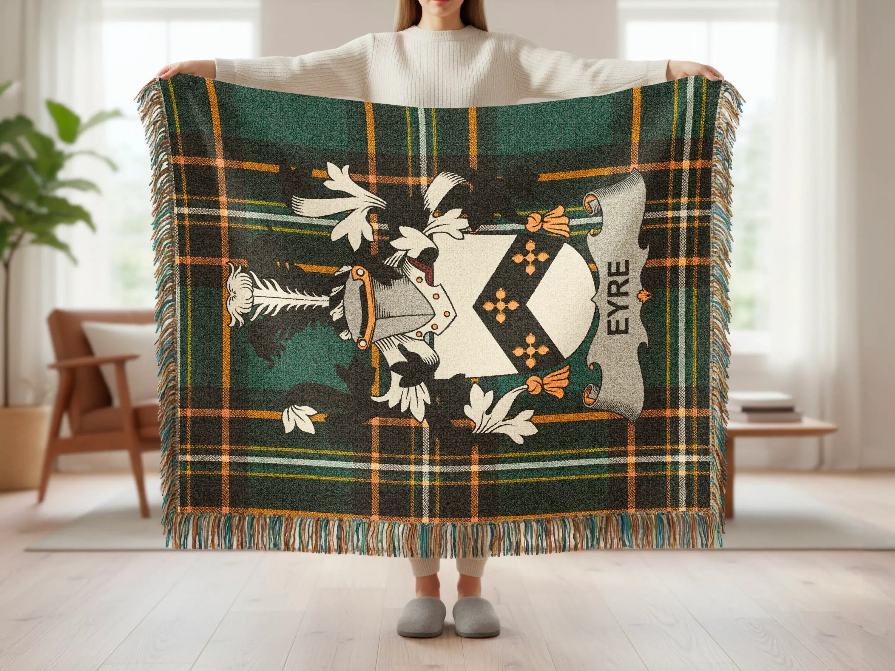 Green Black Plaid Eyre Family Crest Blanket product type