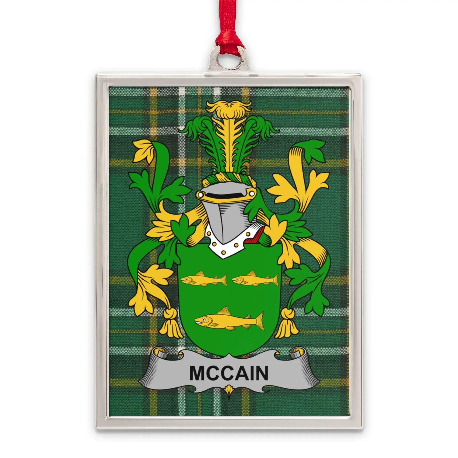 McCain Heraldic Family Crest Plaid Pattern Ornament product