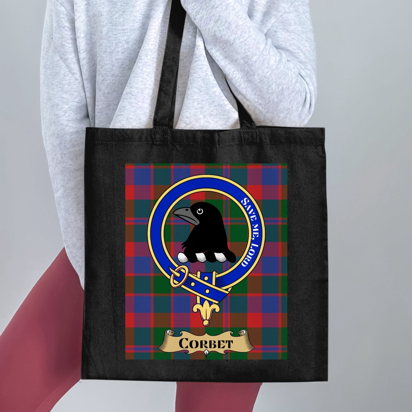 Corbet Clan Scottish Tartan Background Tote Bag - Living Stone Gifts