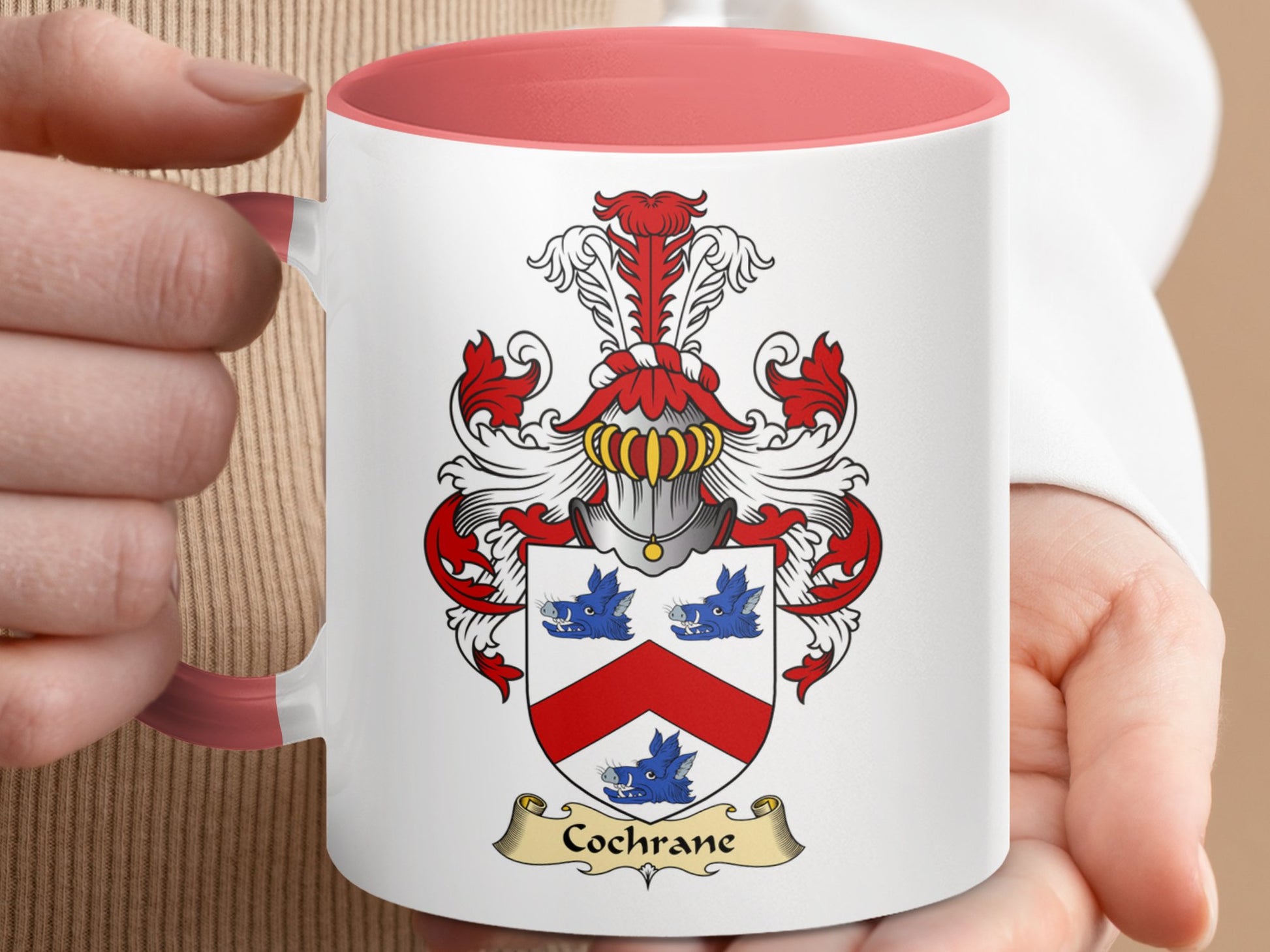 Clan Cochrane Scottish Coat of Arms Accent Coffee Mug - Living Stone Gifts