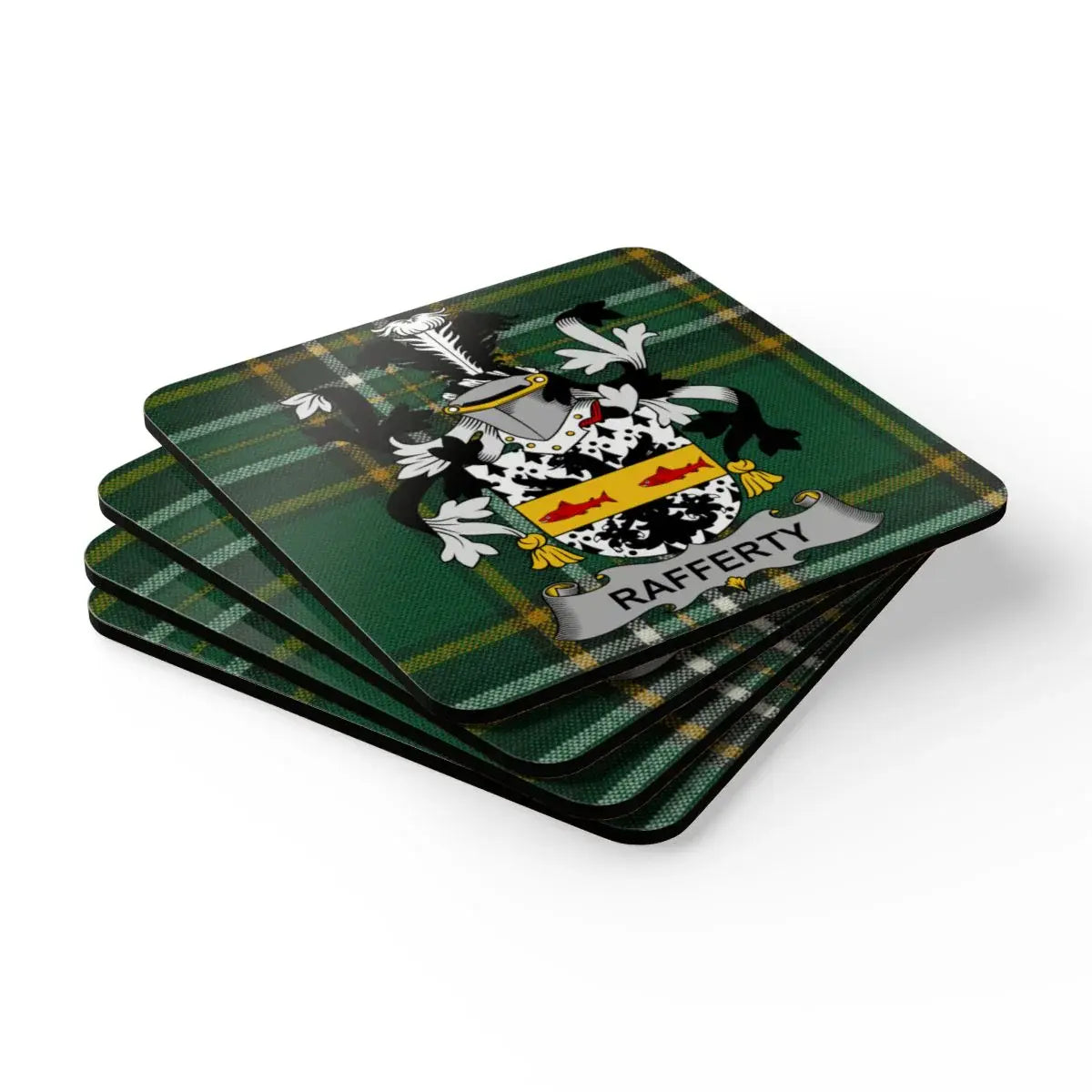 Rafferty Family Crest Green Plaid Coasters product type