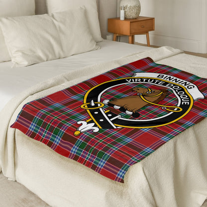 Binning Virtute Doloque Scottish Tartan Crest Throw Blanket - Living Stone Gifts