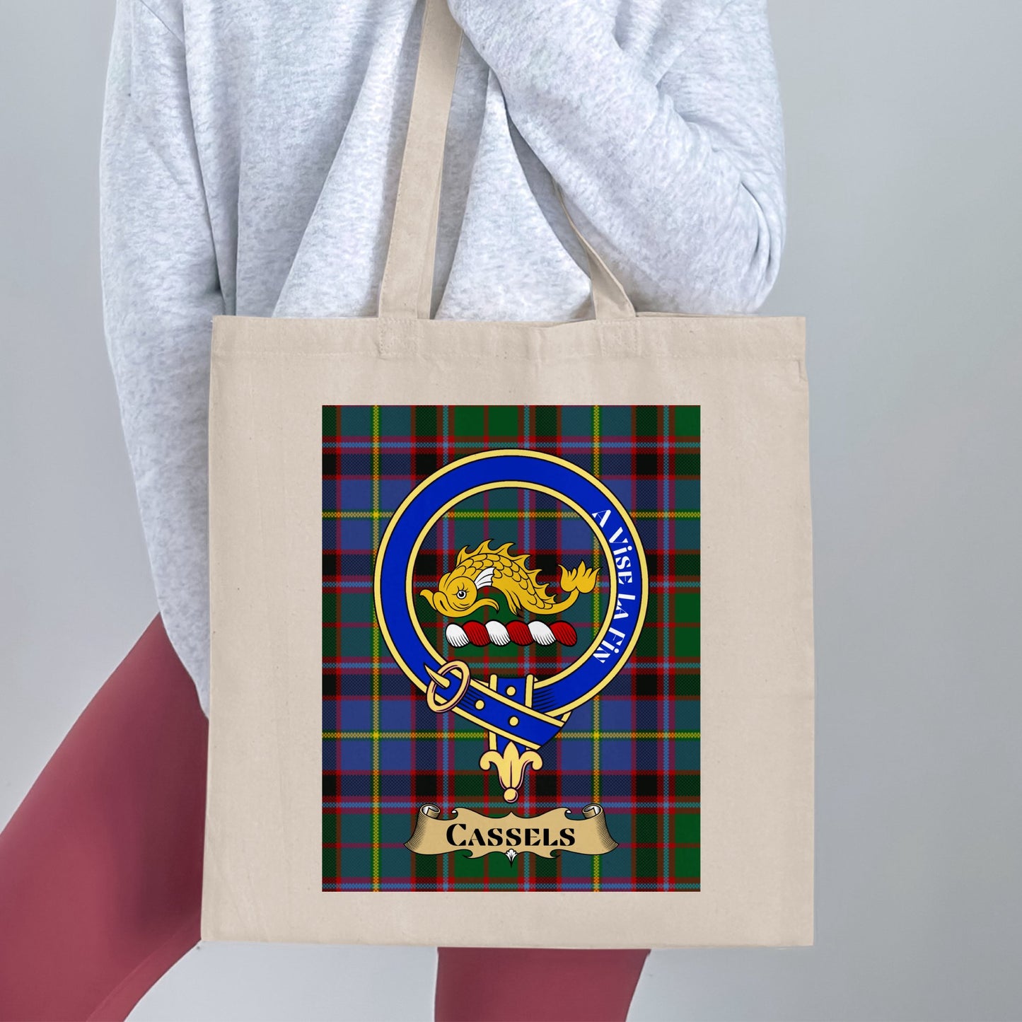 Cassels clan scottish tartan crest Tote Bag - Living Stone Gifts