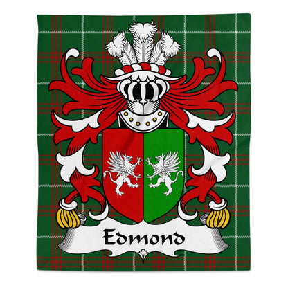 Edmond Welsh Surname Tartan Coat of Arms Blanket - Living Stone Gifts