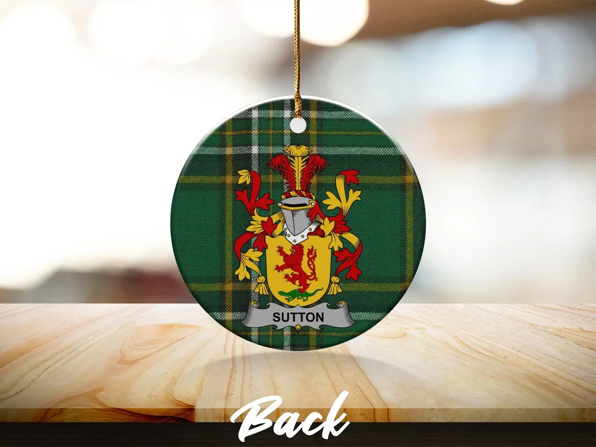 Sutton Family Crest Tartan Design Ornament product