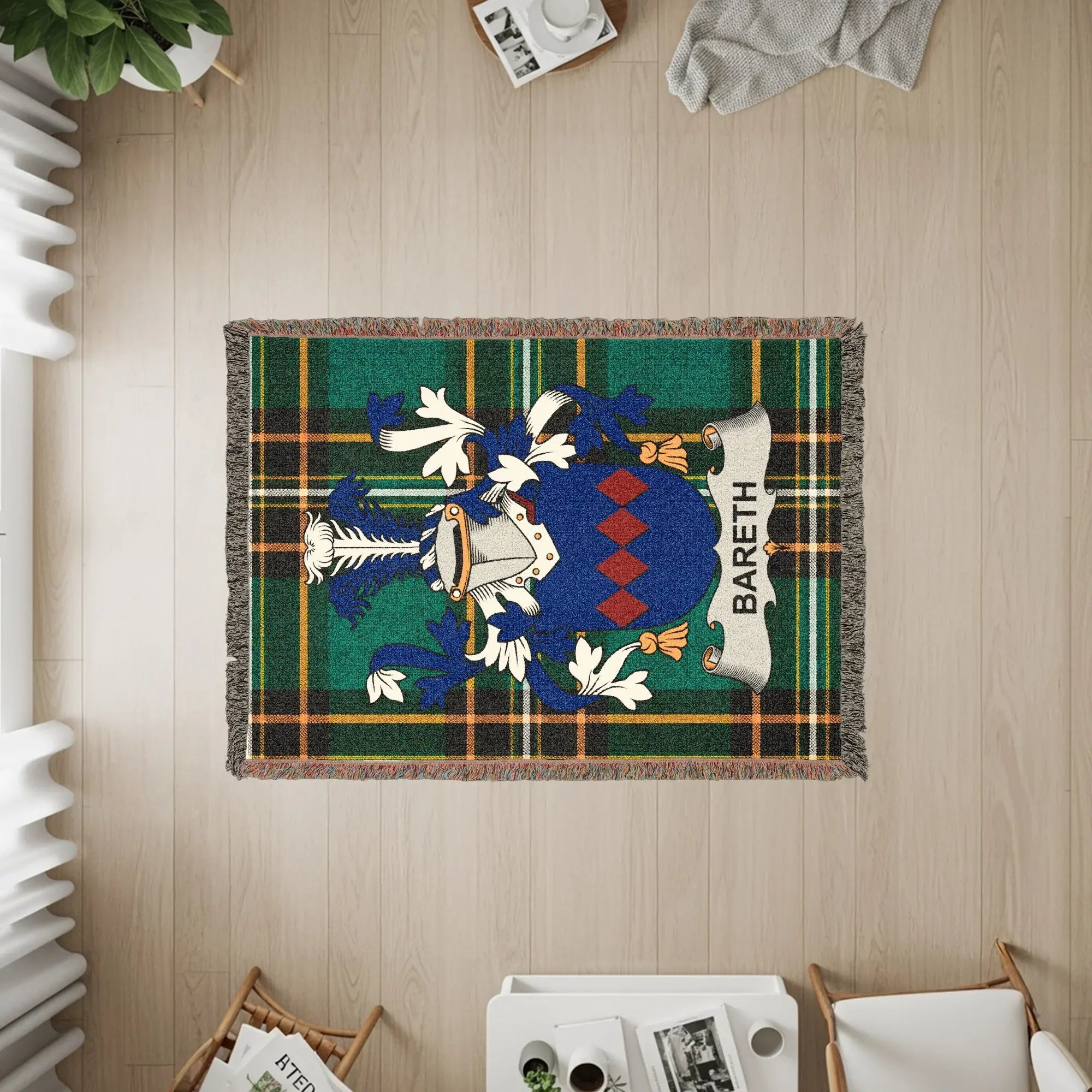 BARETH Family Crest Scottish Tartan Blanket product type