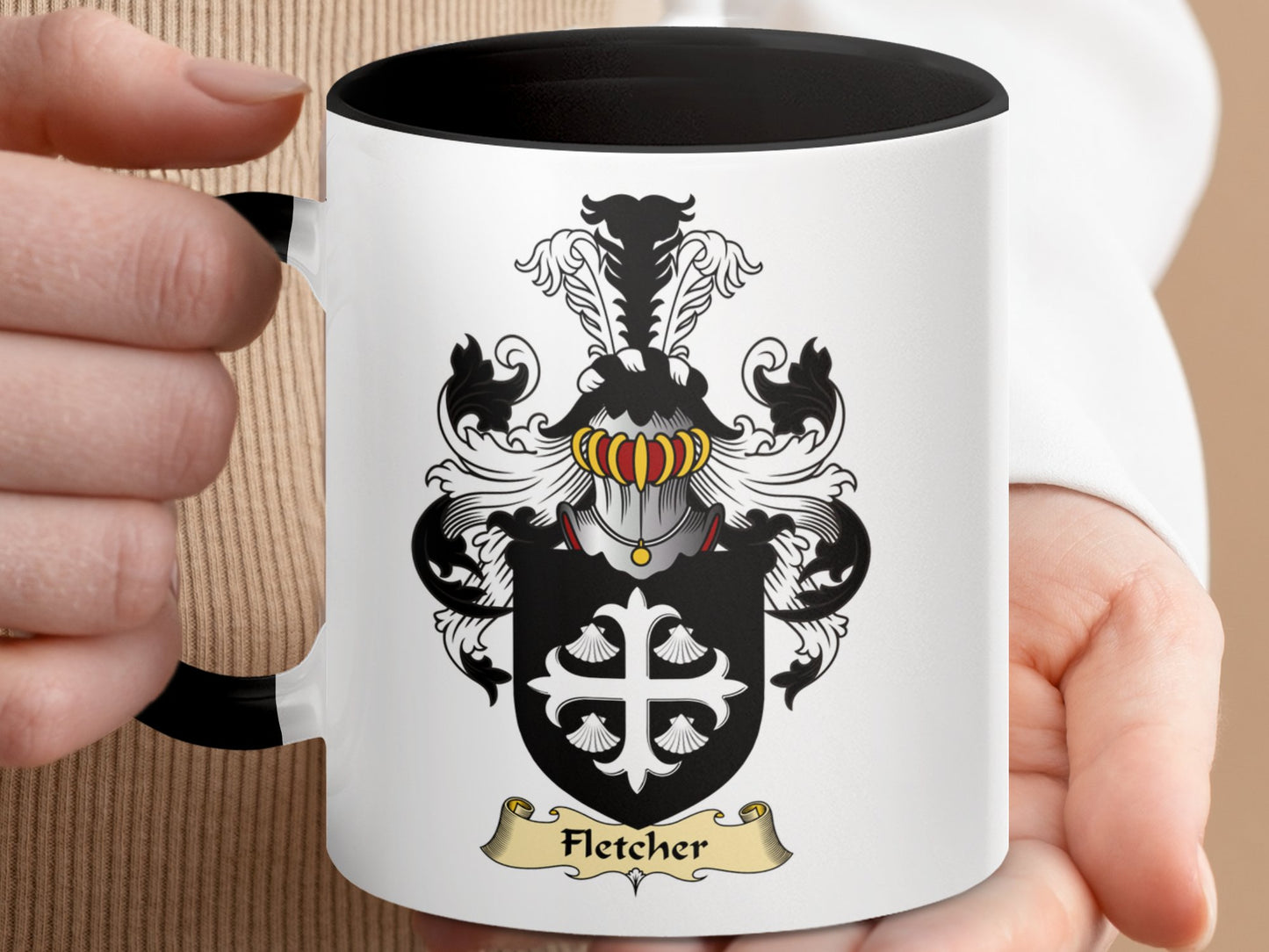 Clan Fletcher Scottish coat of arms accent coffee Mug - Living Stone Gifts