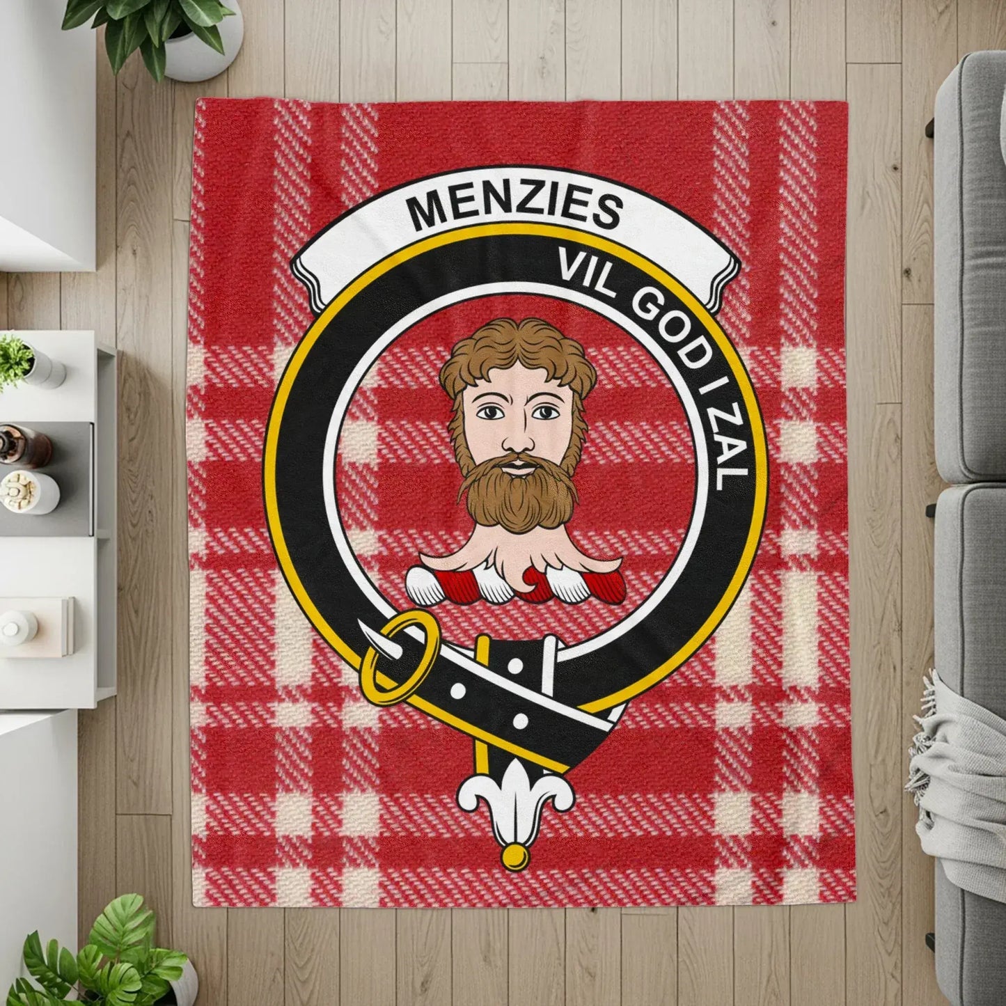 Menzies Vil God I Zal Crest Plaid Tartan Blanket product