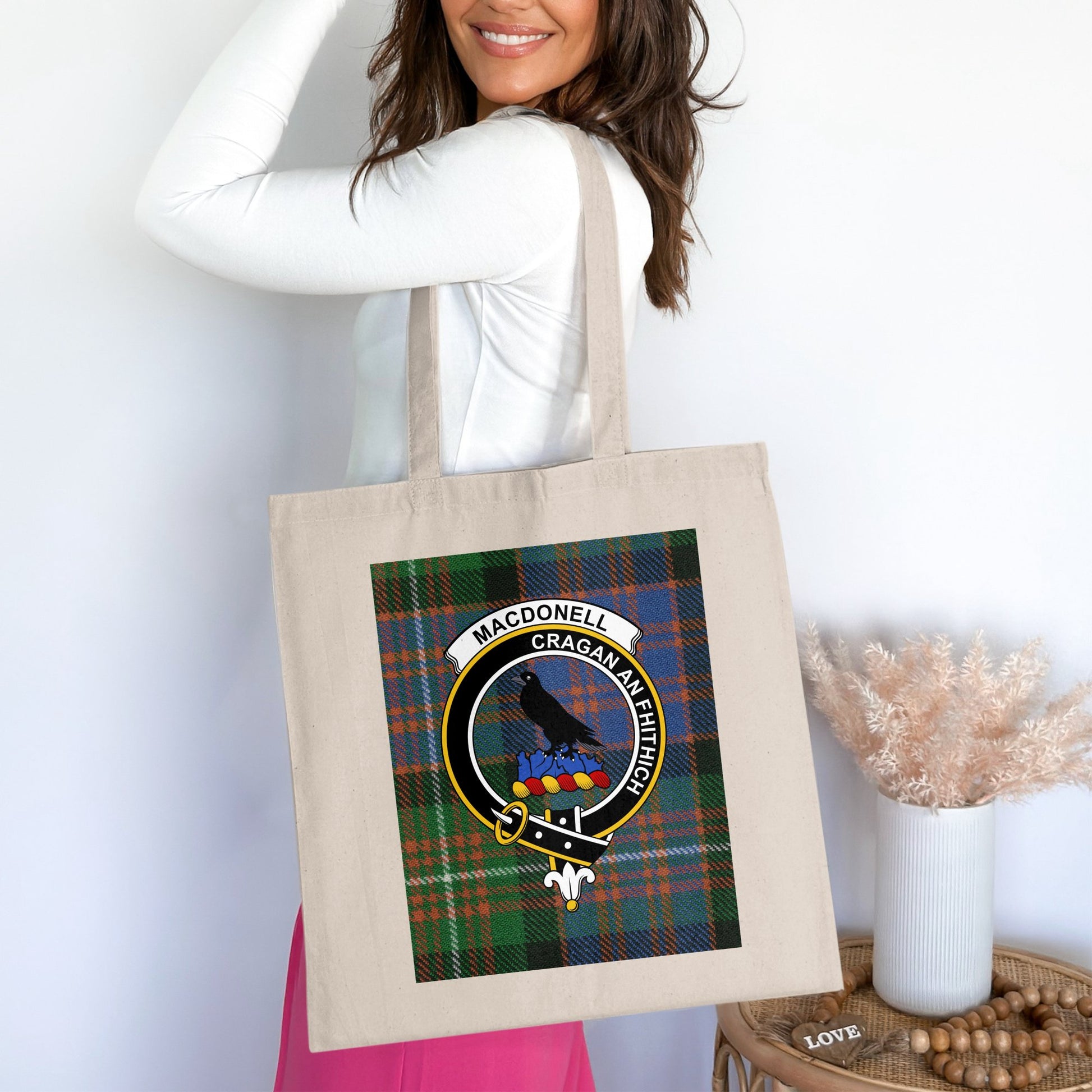 Clan Macdonell Scottish Crest Tartan Tote Bag - Living Stone Gifts