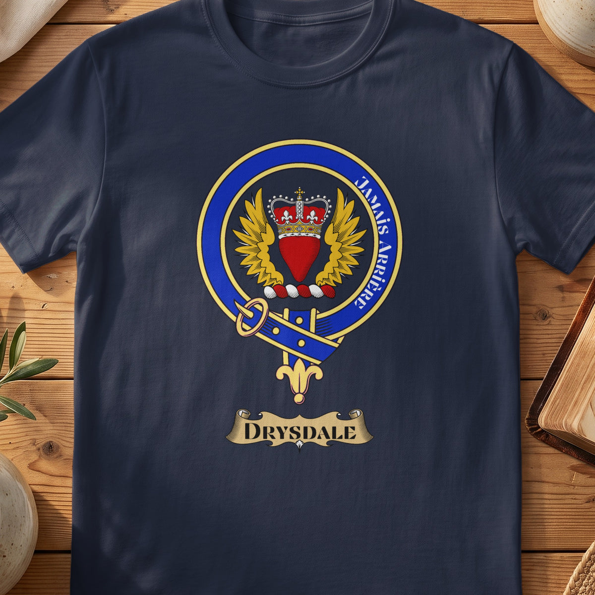 Drysdale Scottish clan crest T-shirt in navy