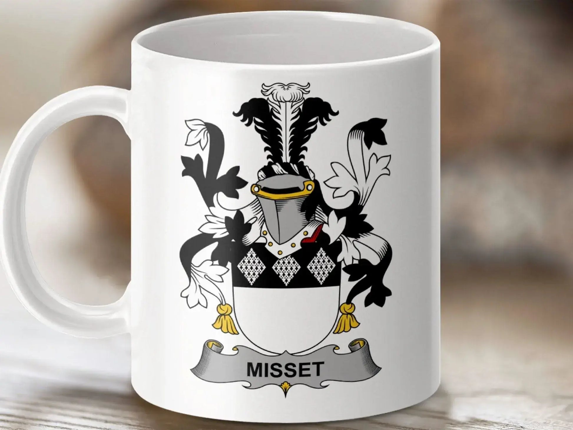 Misset Family Crest Coat of Arms Mug - Celtic Ancestry Gifts