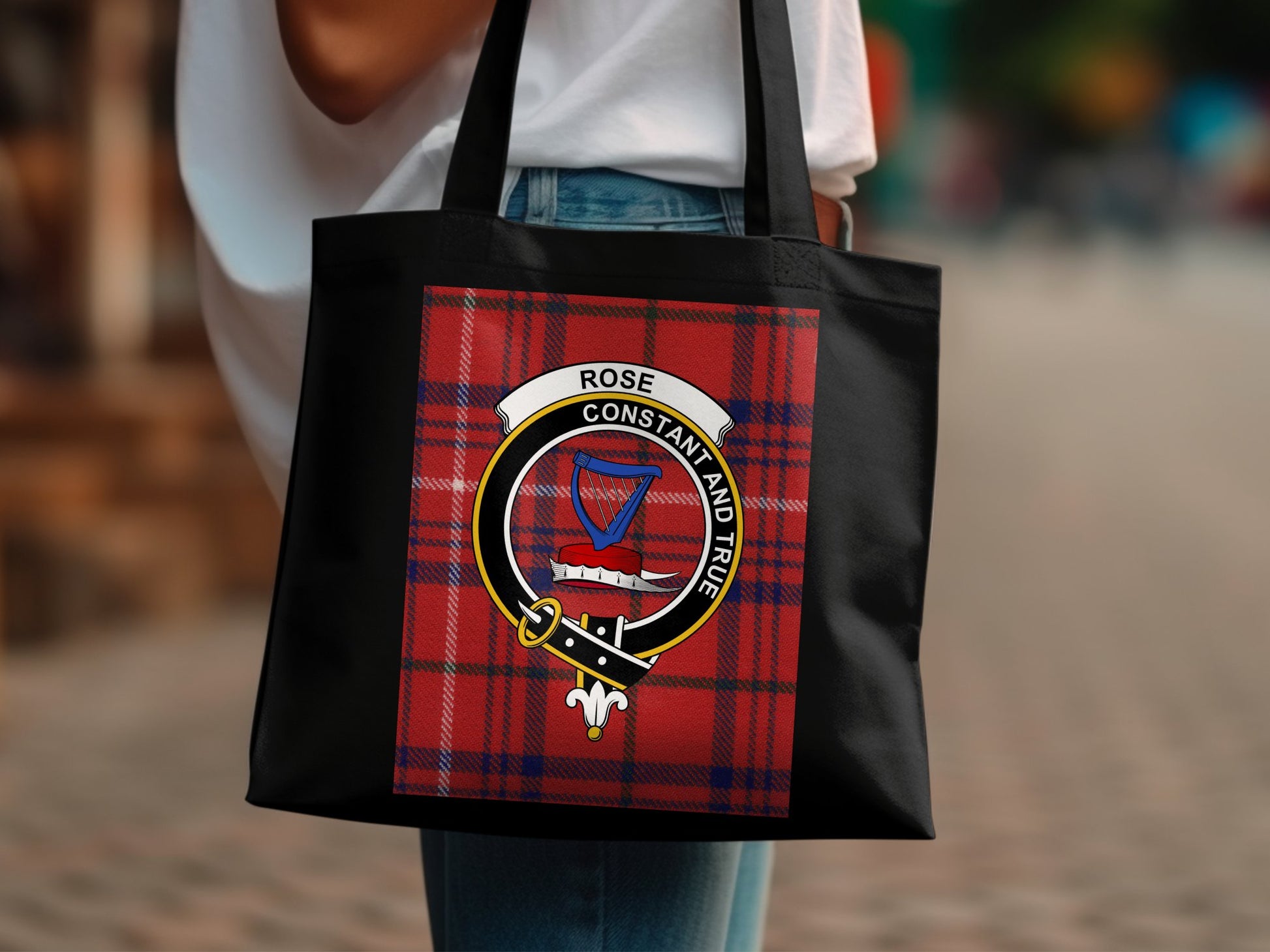 Scottish Rose Tartan Clan Crest Tote Bag - Living Stone Gifts