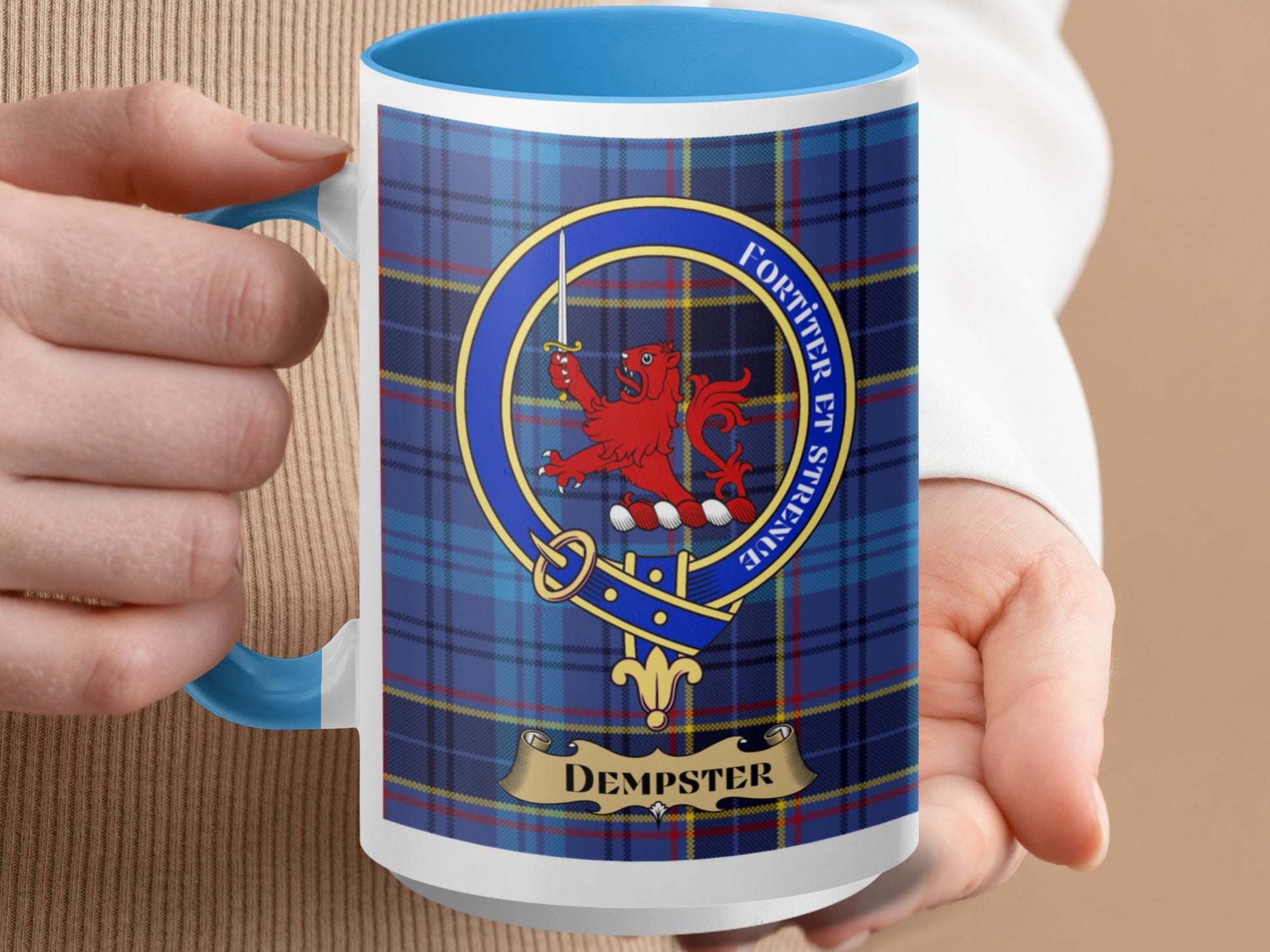 Dempster Scottish Clan Tartan Crest Mug - Living Stone Gifts