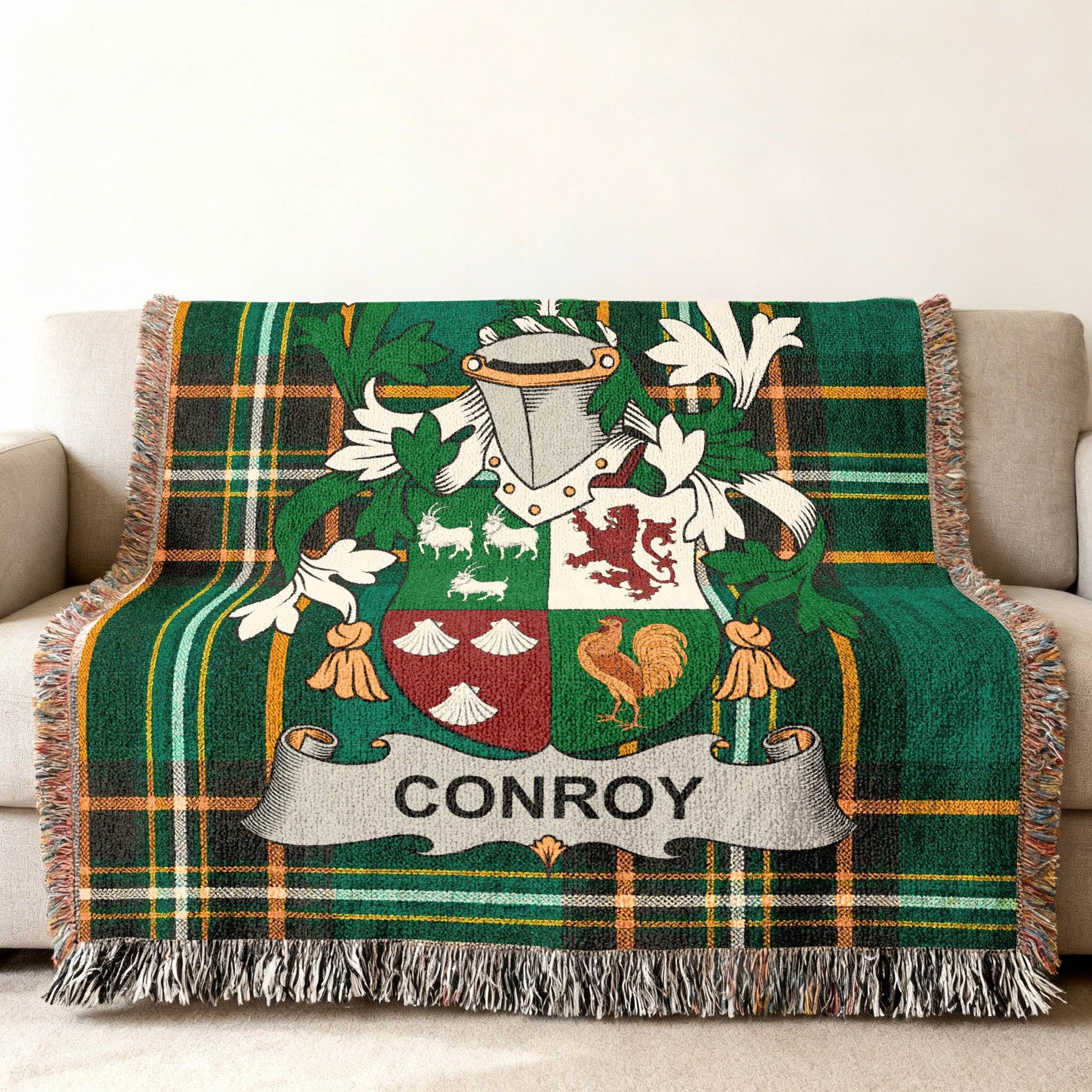 Conroy Family Crest Plaid Green Home Throw product type