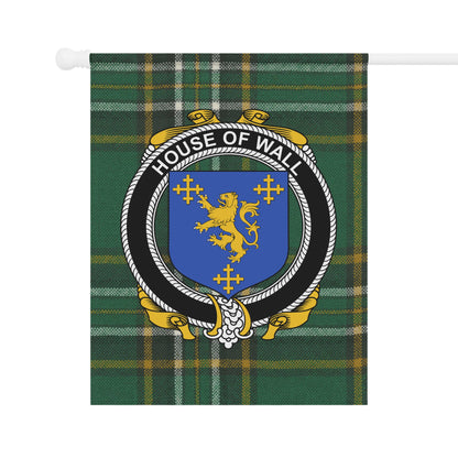 House of Wall Green Plaid Flag with Lion Crest Design