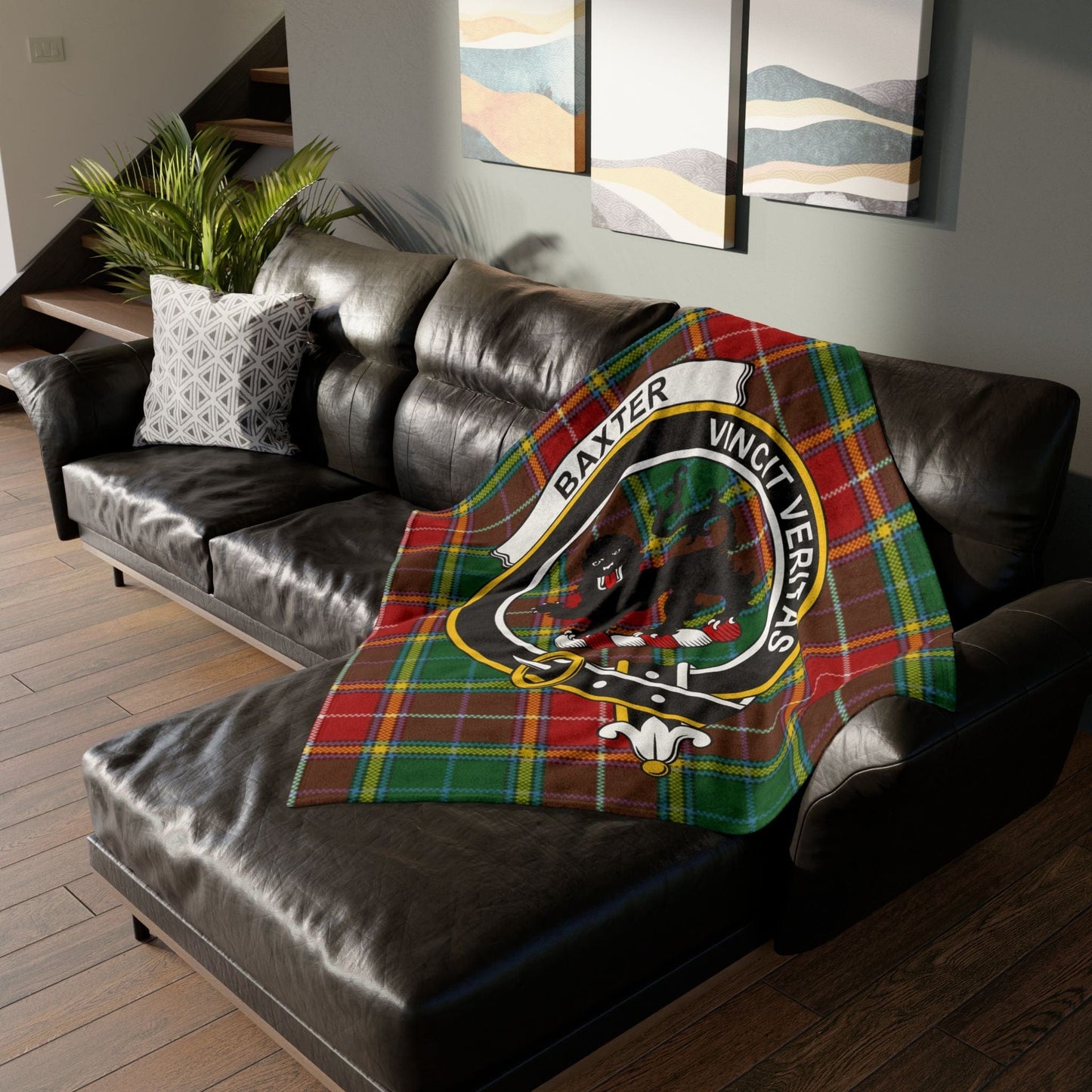 Baxter Clan Crest Tartan Scottish Throw Blanket