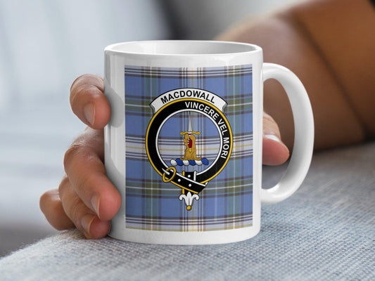 Macdowall Clan Crest Personalised Tartan Plaid Mug - Living Stone Gifts