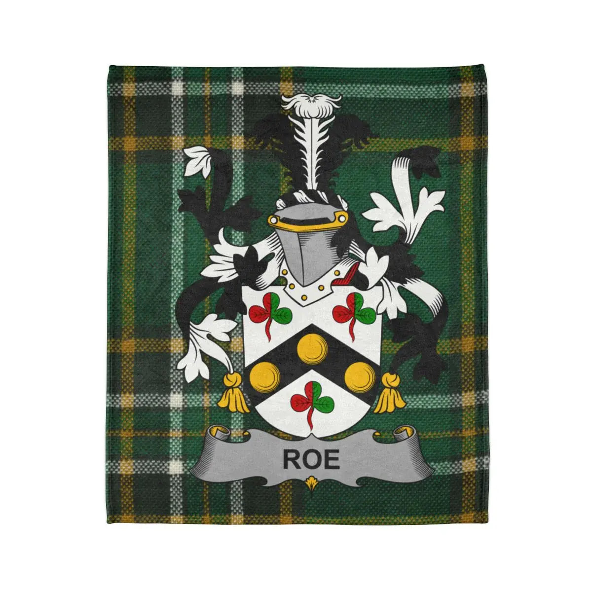 Personalized Roe Family Crest Green Tartan Blanket product