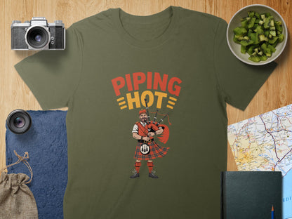 Piping Hot Bagpiper Cartoon Graphic Print Shirt product type