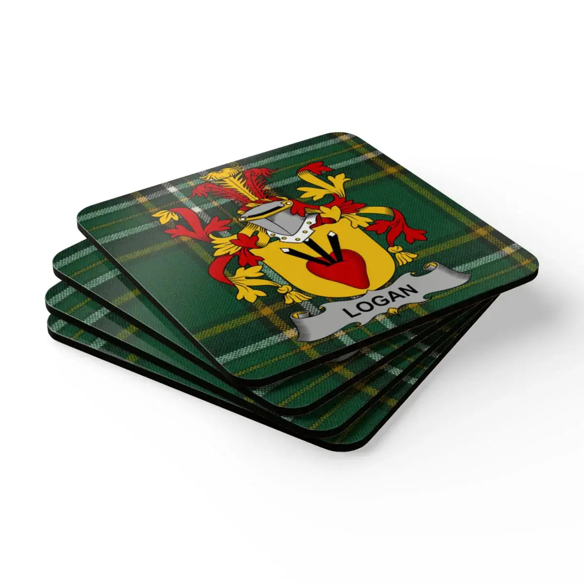 Logan Family Crest Tartan Design Coaster Set product