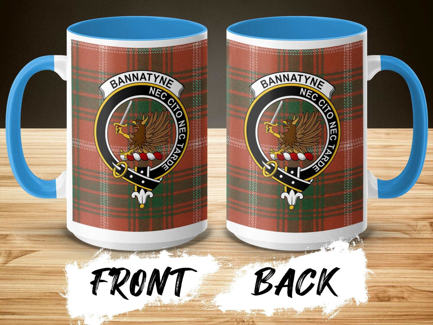 Bannatyne Family Clan Crest Tartan Plaid Design Mug - Living Stone Gifts