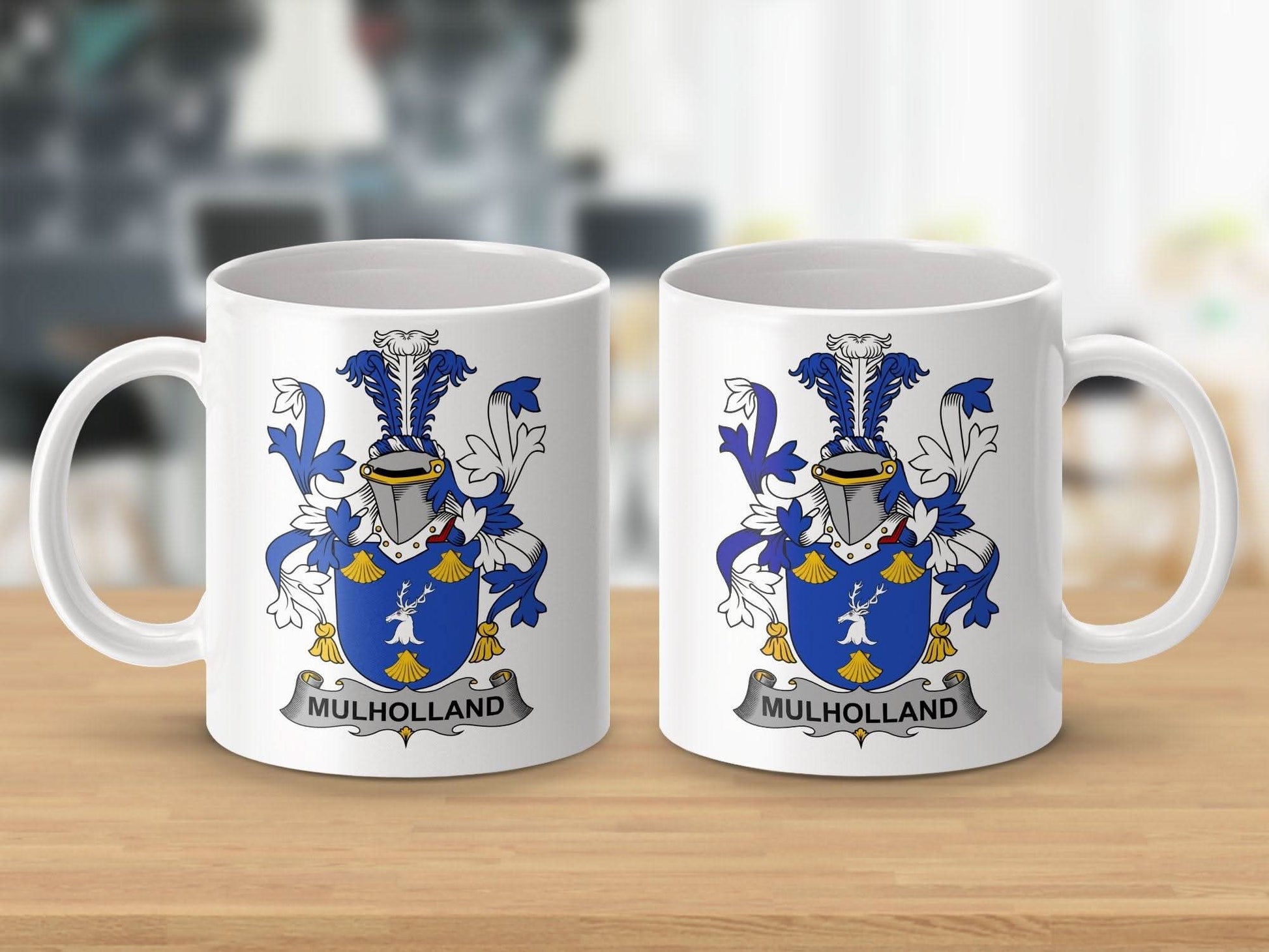 Mulholland Family Crest Emblazoned Coffee Mug - Celtic Ancestry Gifts