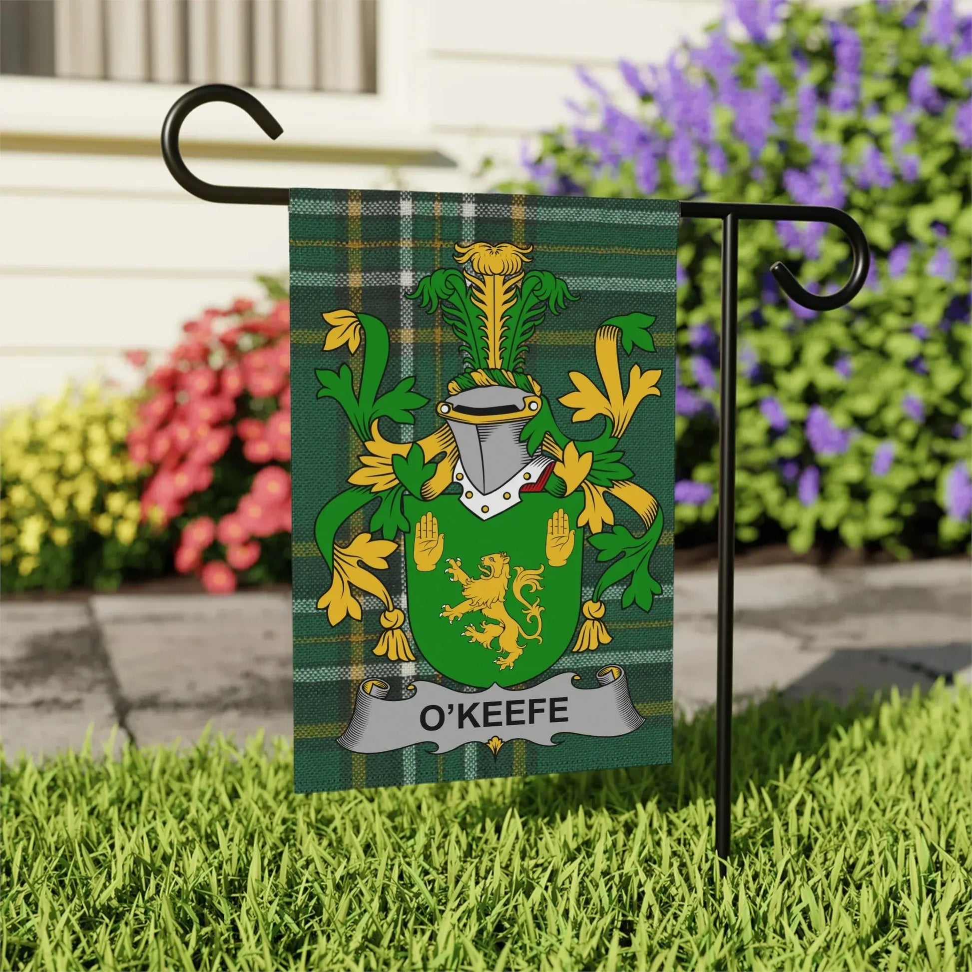 Vibrant O'Keefe Family Crest Garden Flag product type