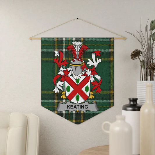 Custom Keating Family Crest Plaid Design Tapestry product