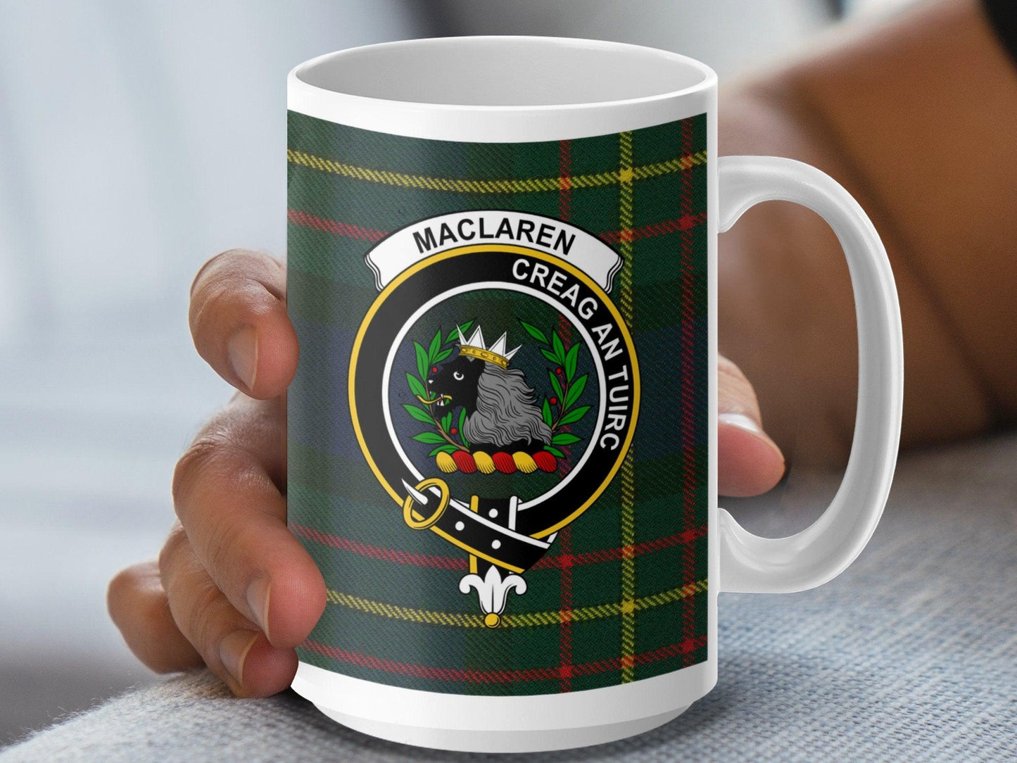 Maclaren Crest with Clan Tartan Plaid Design Mug - Living Stone Gifts