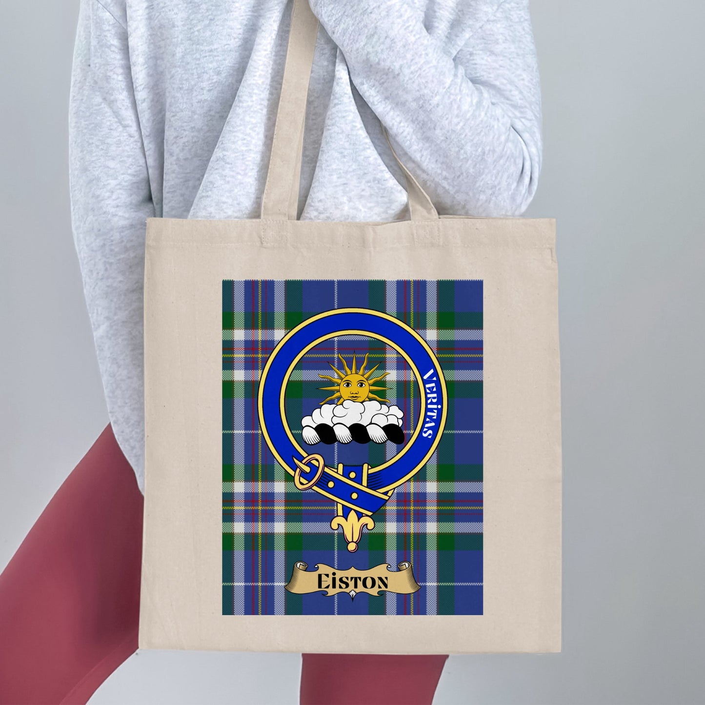 Clan Eiston Scottish Crest Tartan Tote Bag - Living Stone Gifts