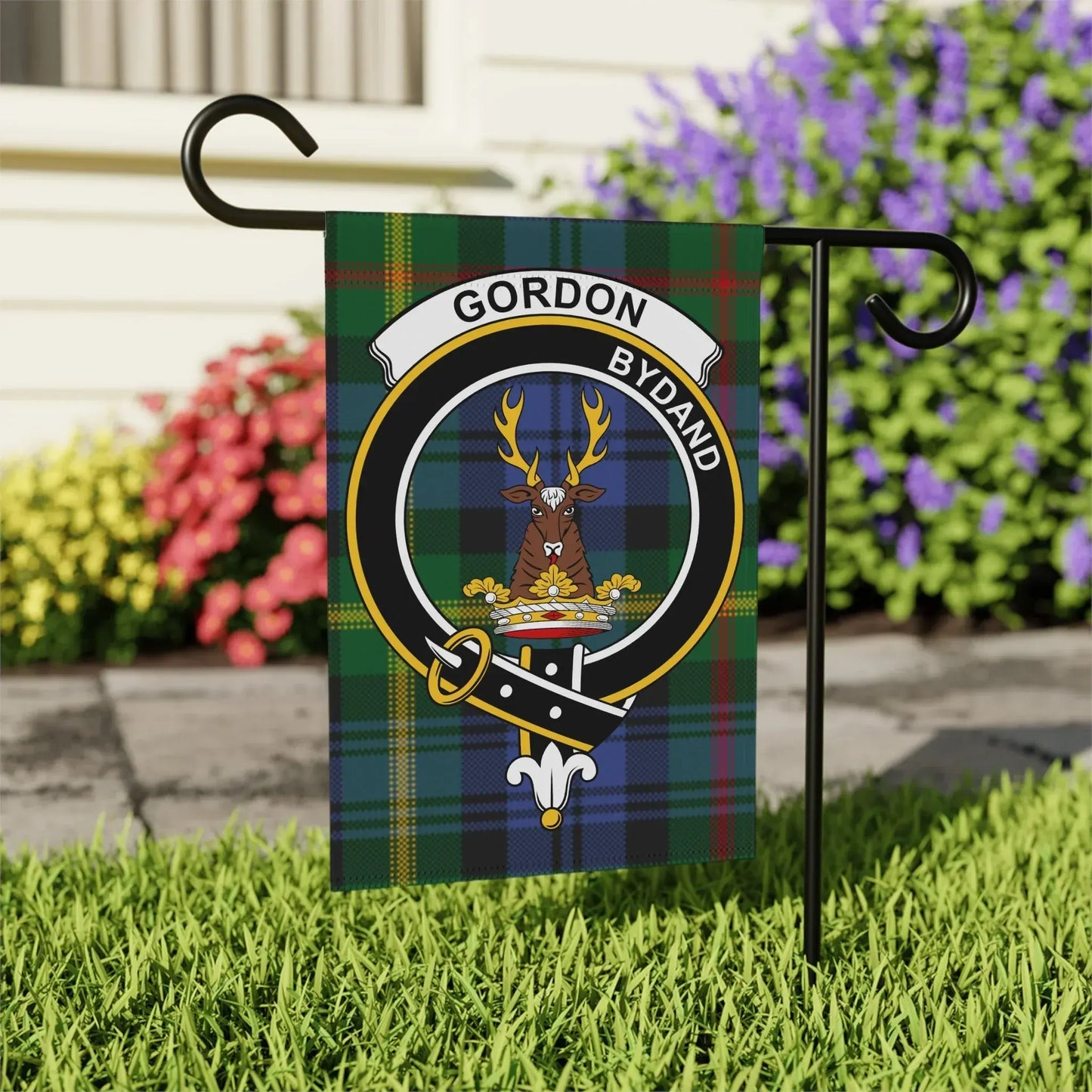 Gordon Byand Deer Plaid Design Garden Flag product