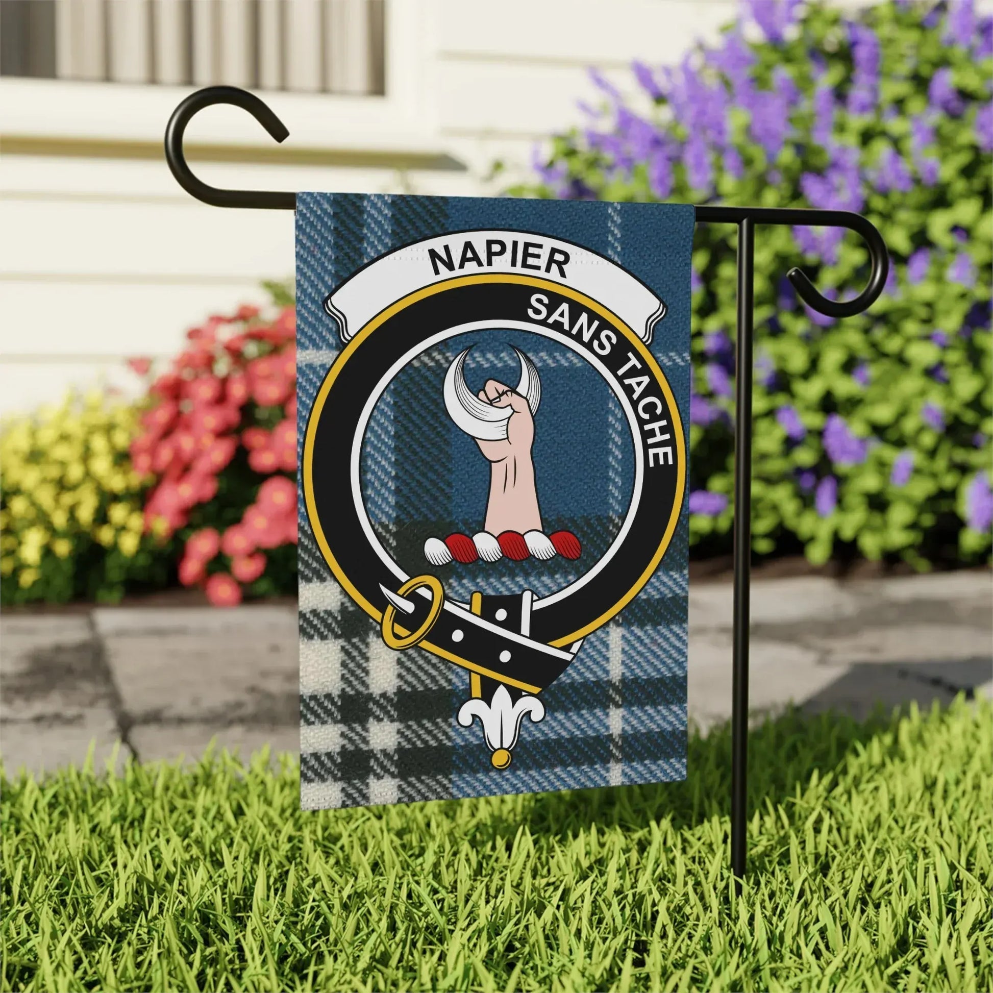 Napier Sans Tache Clan Crest Garden Flag product type