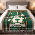 Finnerty Family Crest Green Tartan Plaid Throw