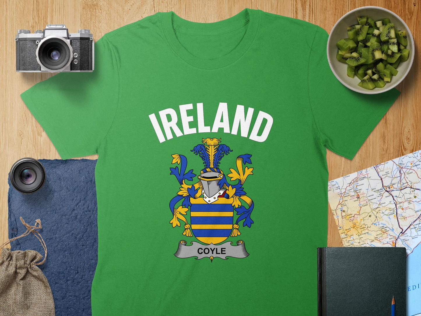 Ireland Coyle Family Crest Green Graphic Shirt