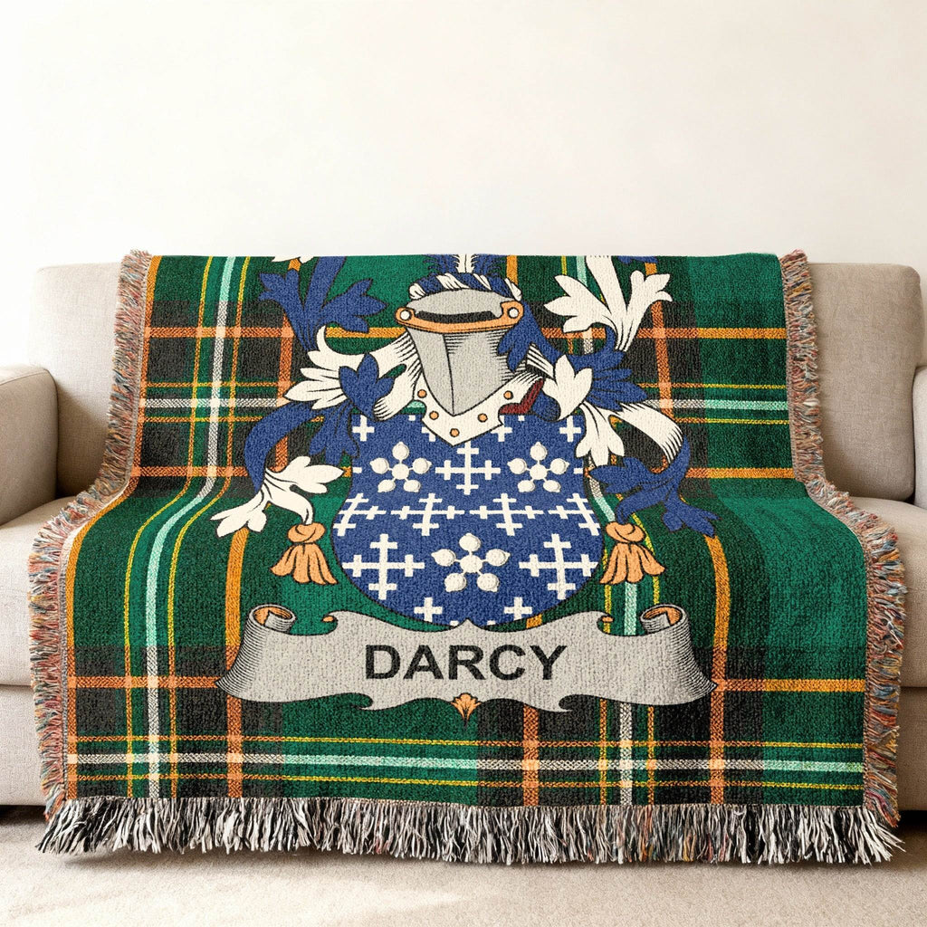 Darcy Surname Crest Green Plaid Throw product type