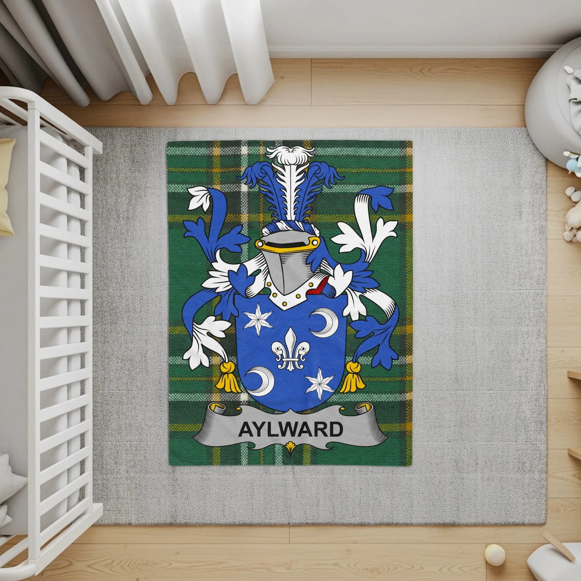 Custom Aylward Family Crest Personalized Rug product type
